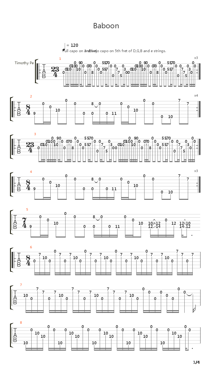 Baboon吉他谱