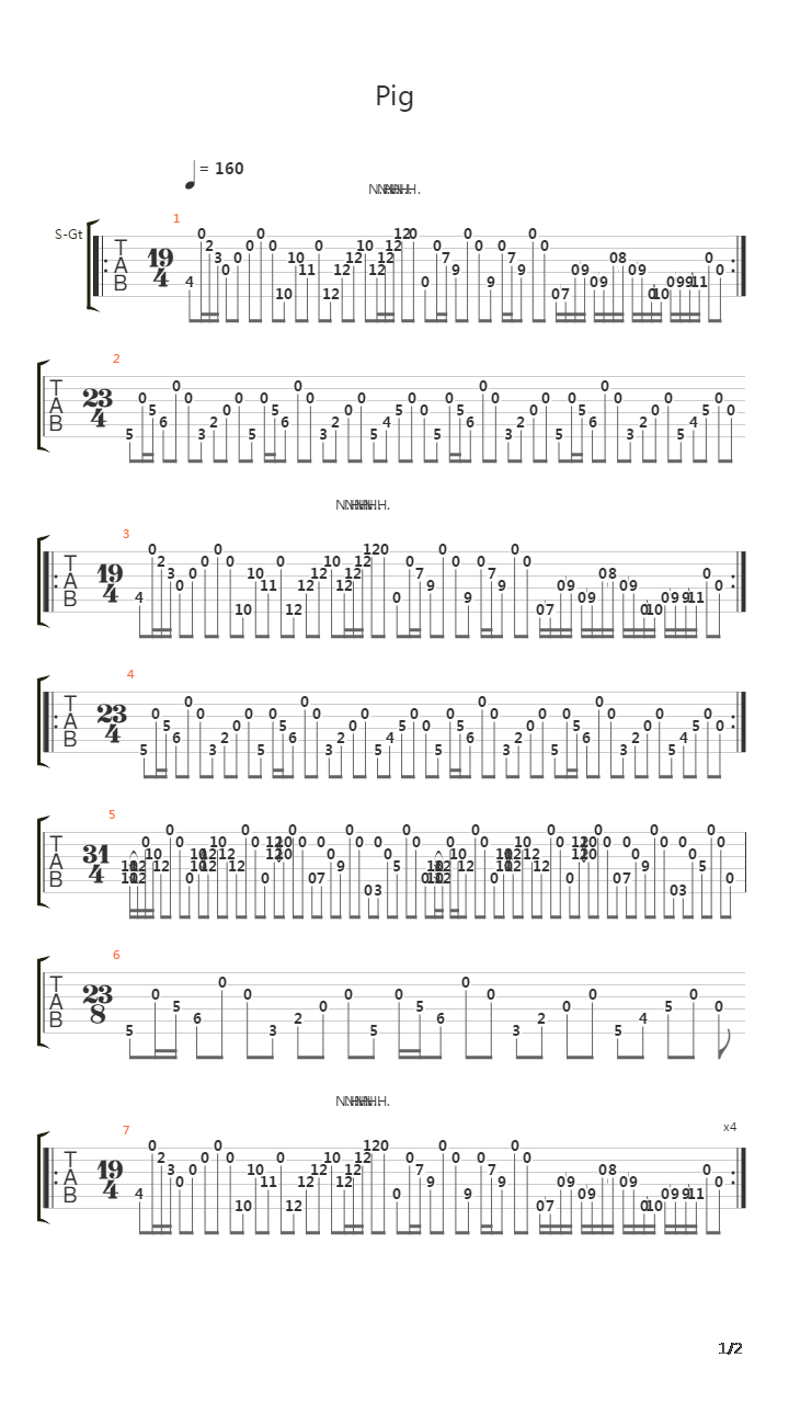 Pig吉他谱