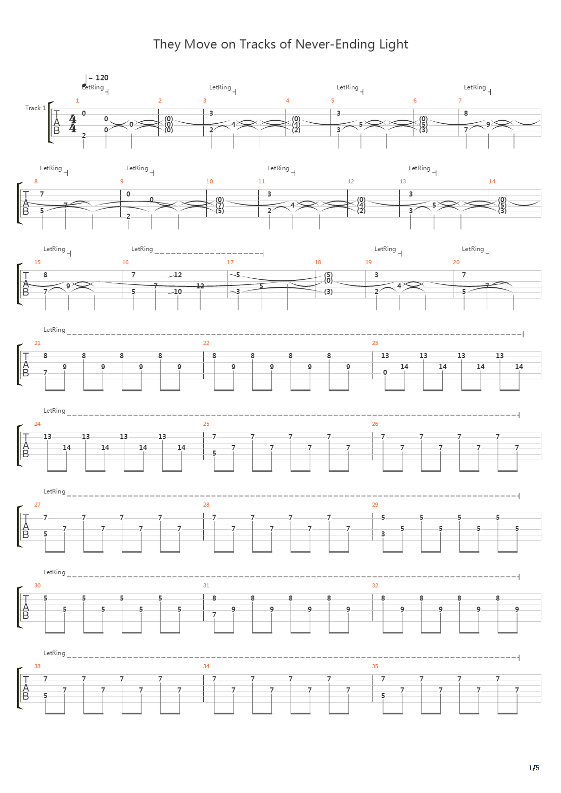 They Move On Tracks Of Never-ending Light吉他谱