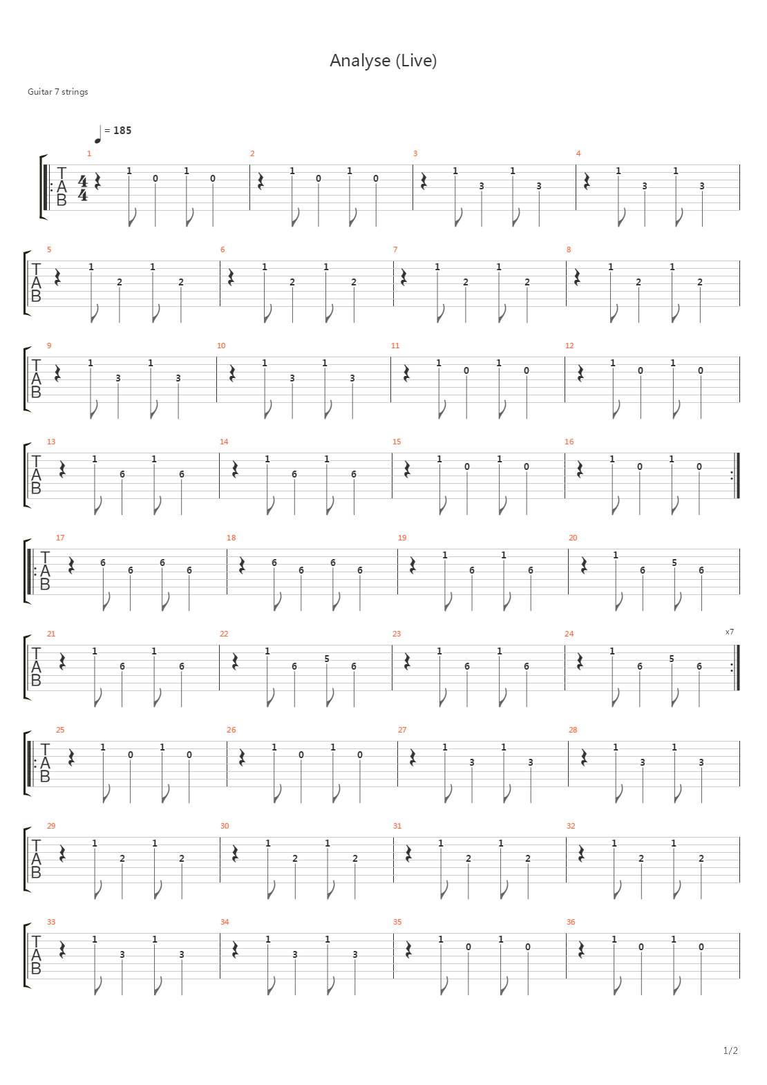 Analyse Live吉他谱