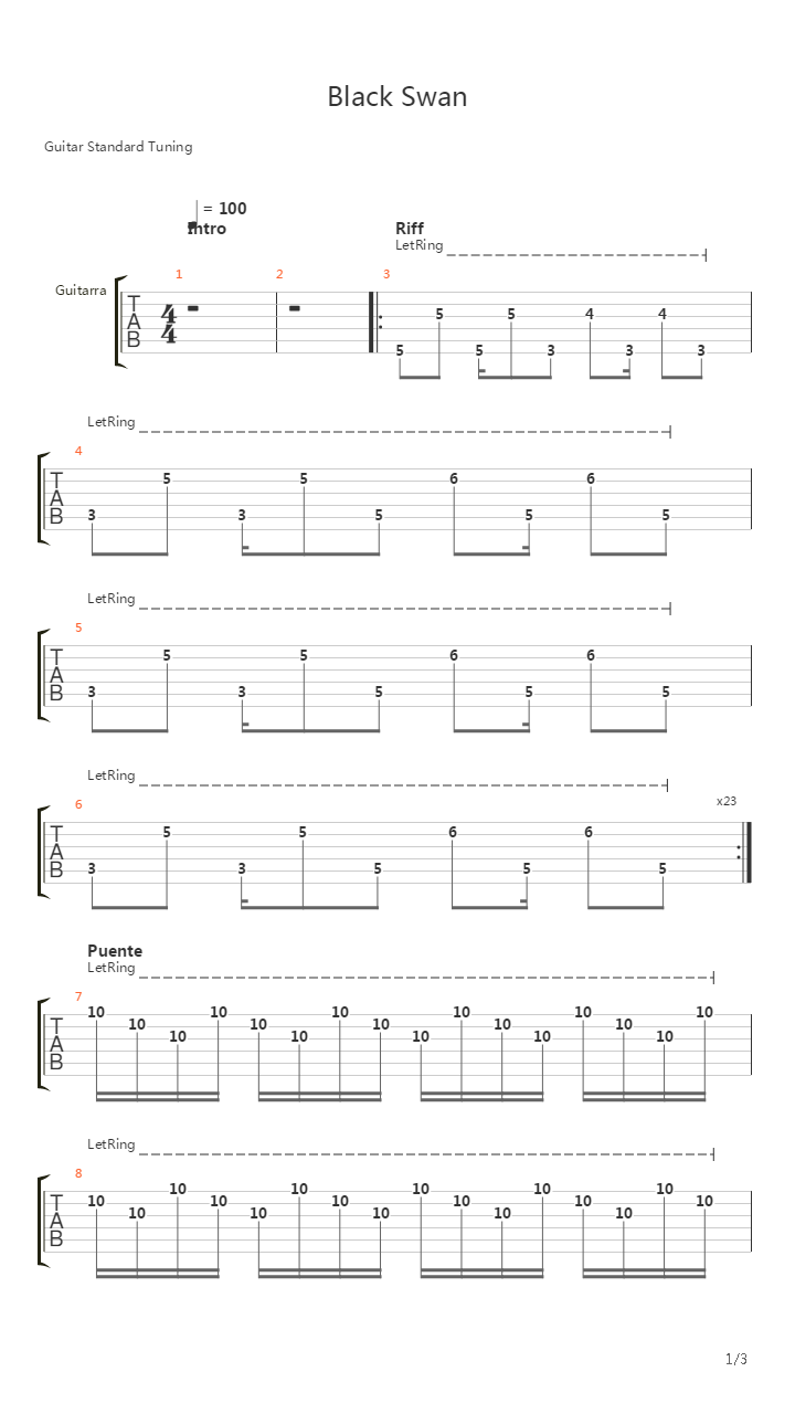 Black Swan吉他谱
