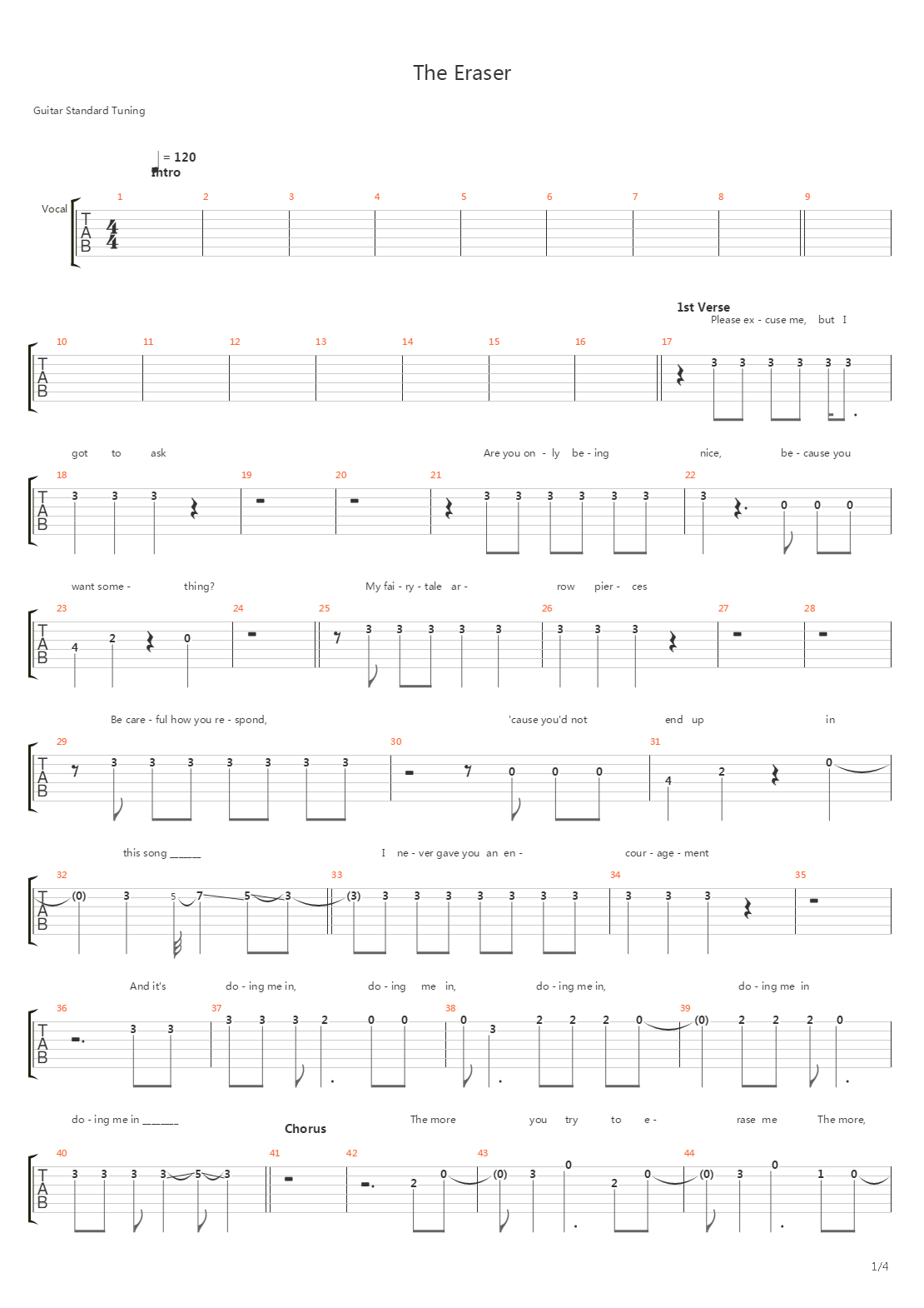 Eraser吉他谱