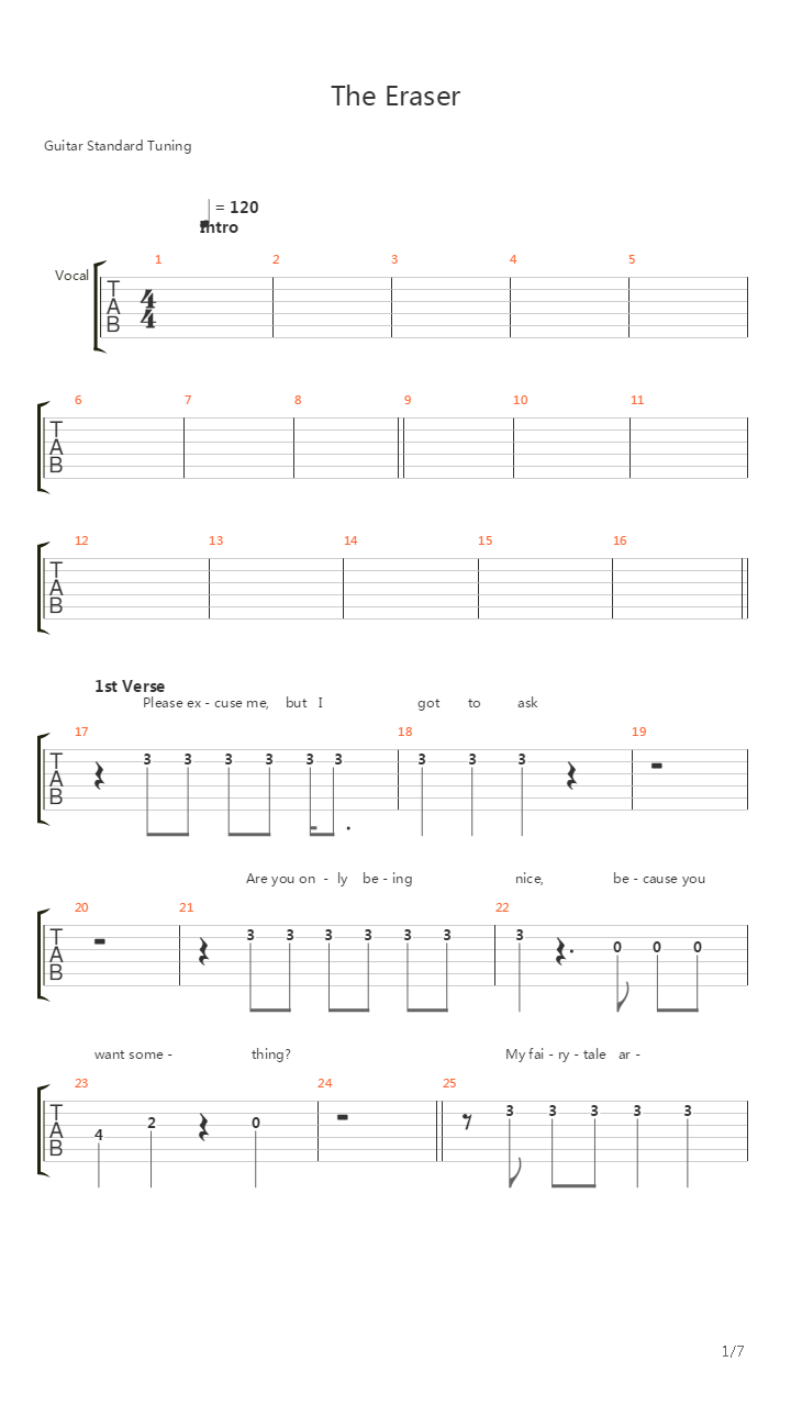 Eraser吉他谱