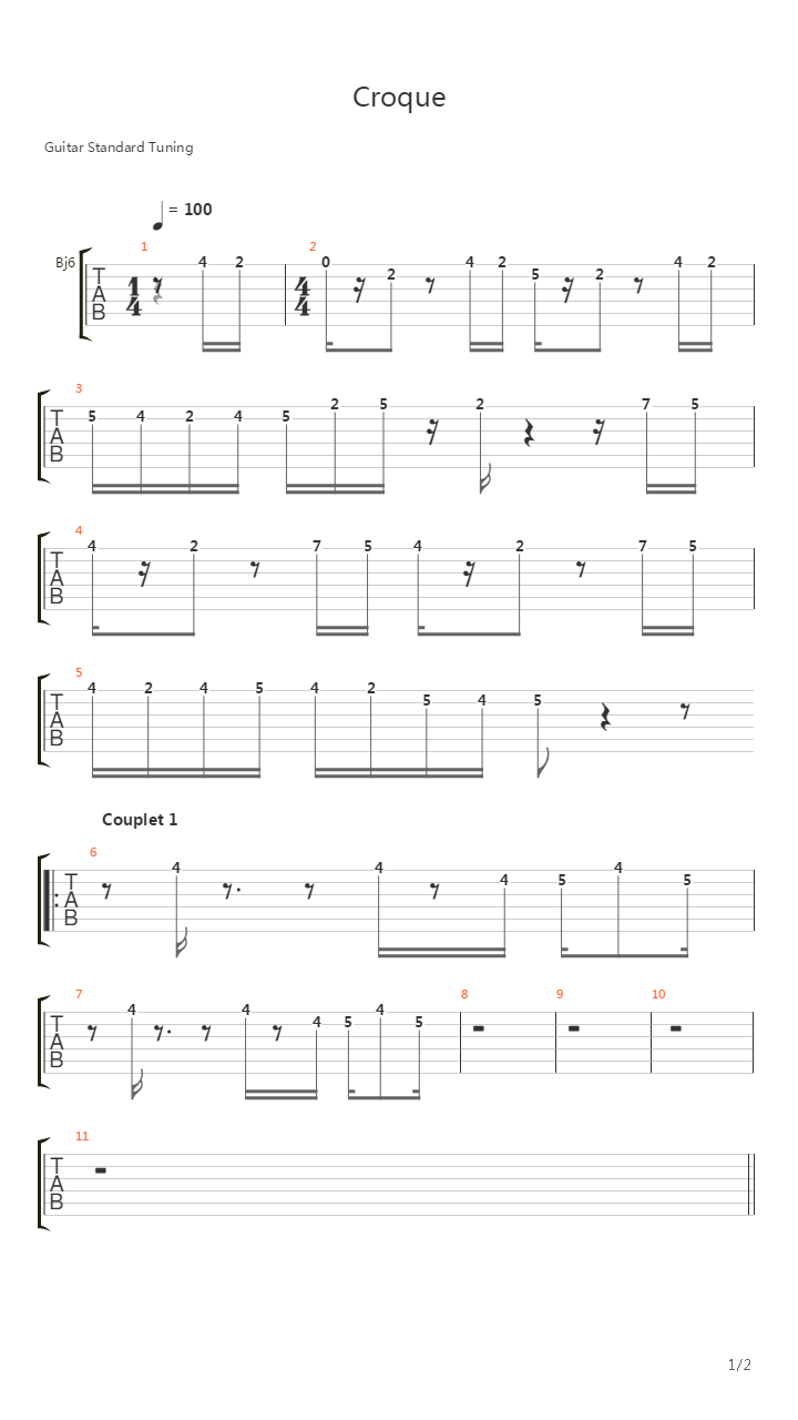 Croque吉他谱