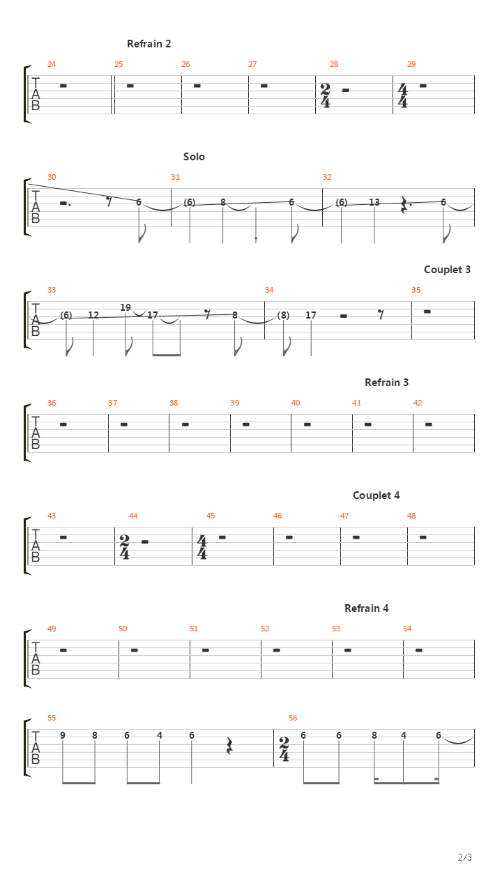 Deux Pieds吉他谱