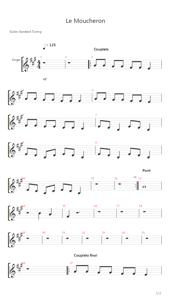 Le Moucheron吉他谱