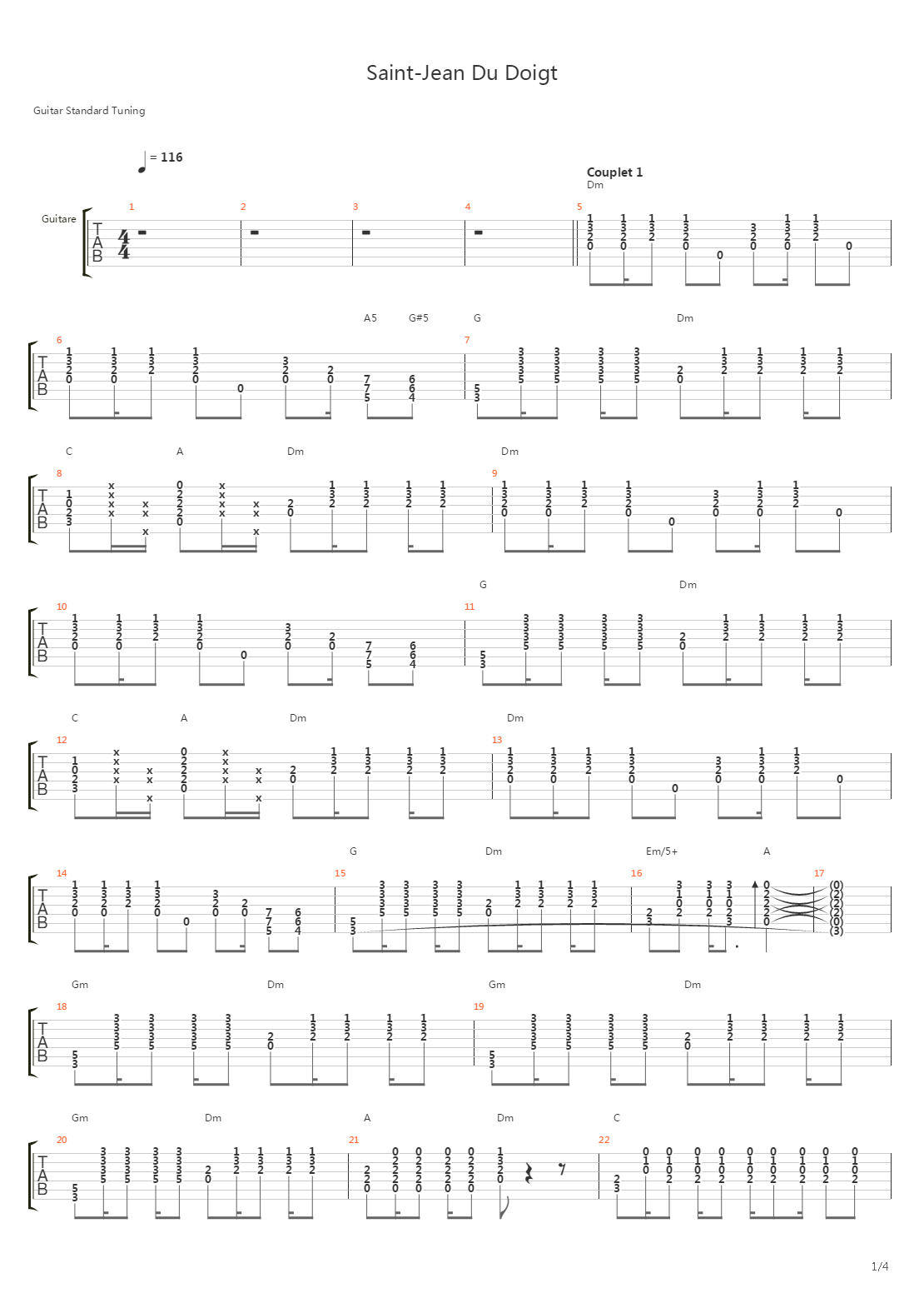 Saint Jean Du Doigt吉他谱