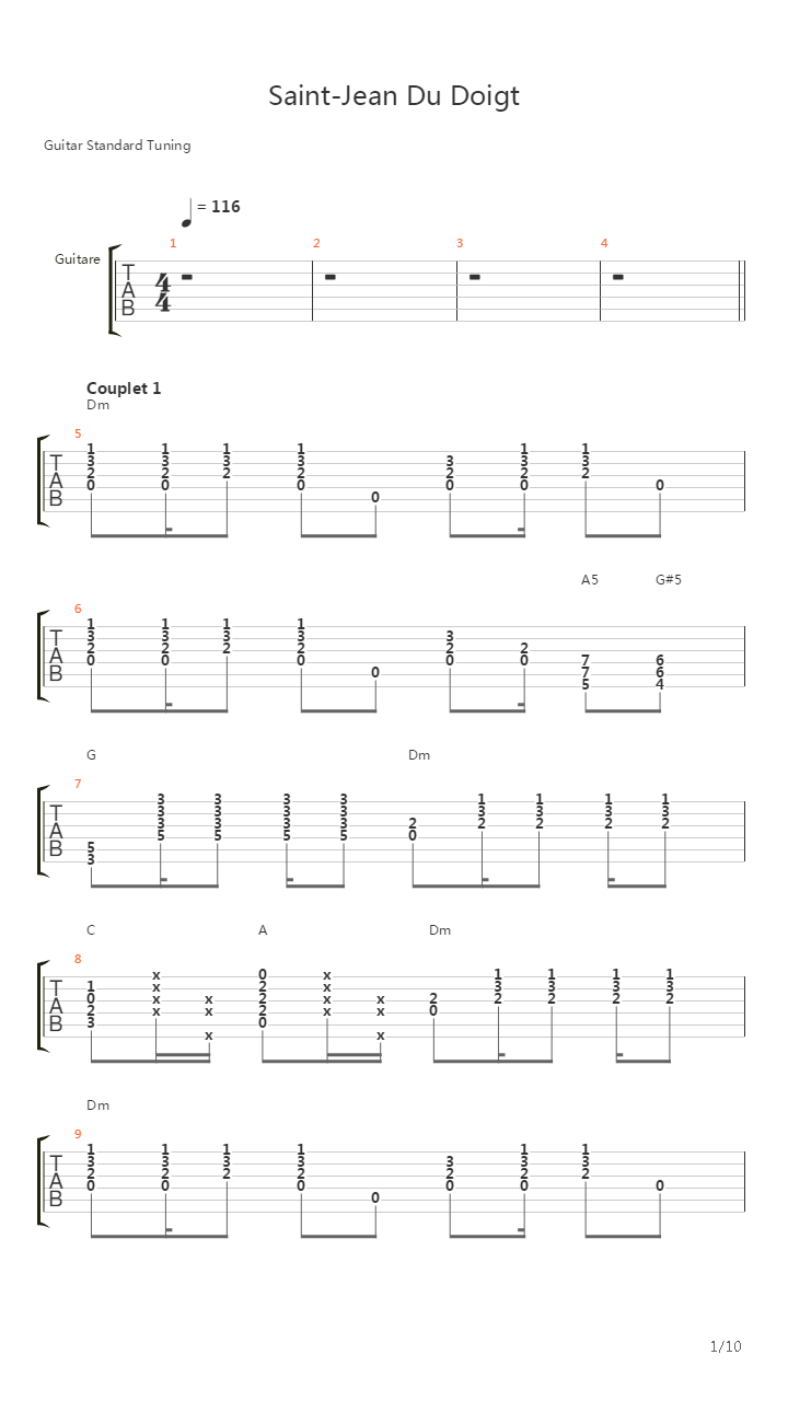 Saint Jean Du Doigt吉他谱