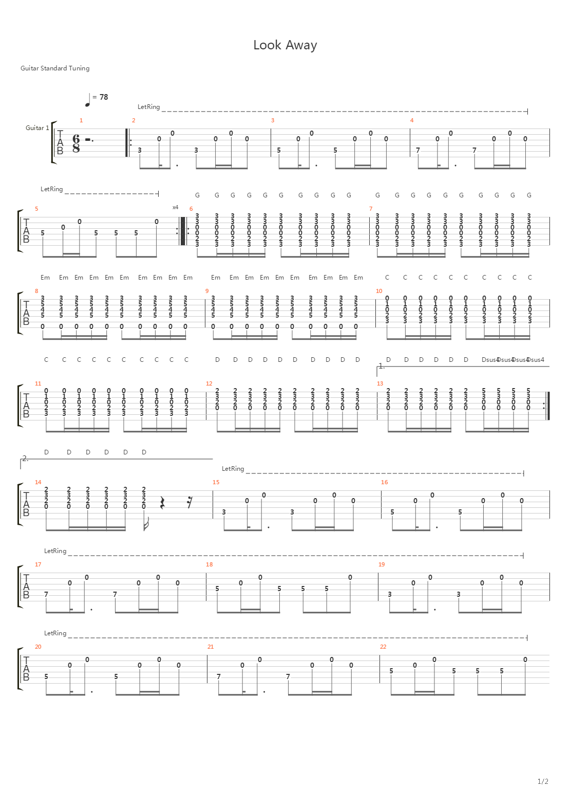 Look Away吉他谱