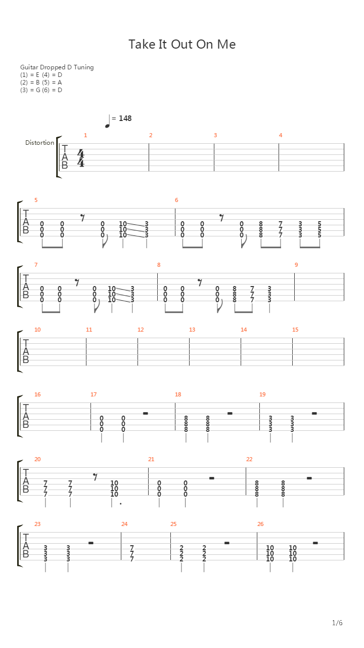 Take It Out On Me吉他谱