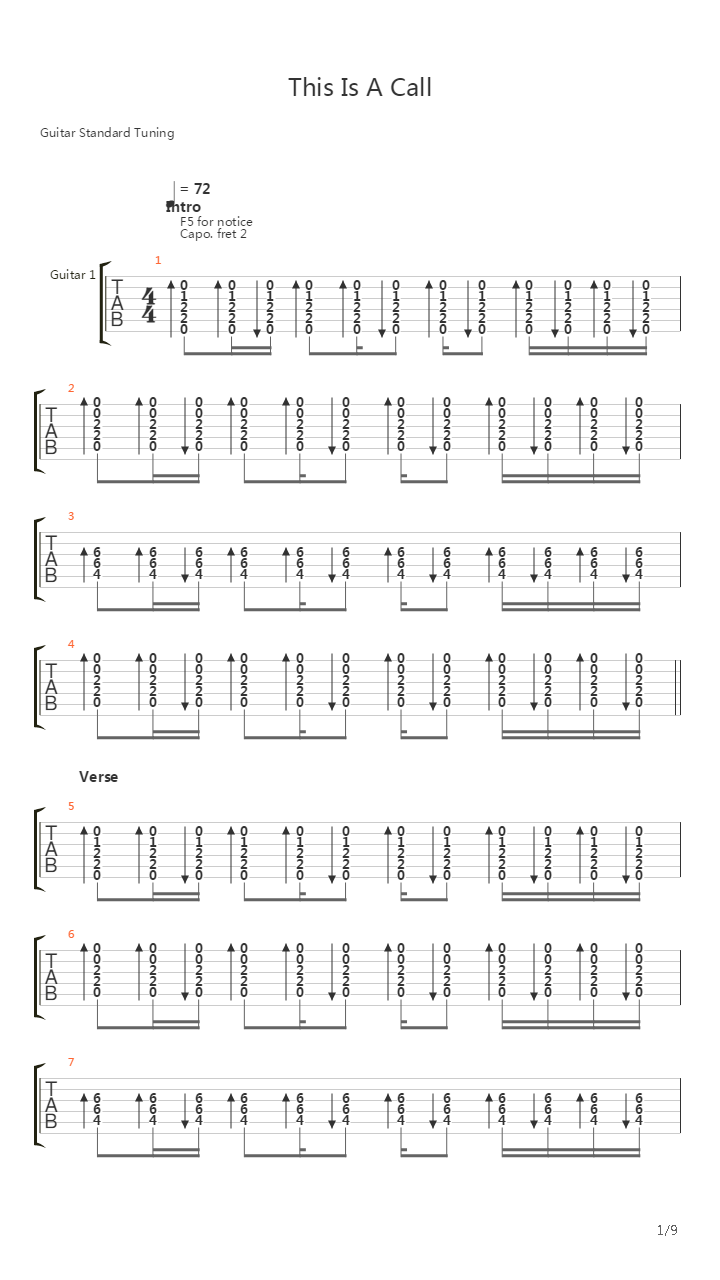 This Is A Call吉他谱