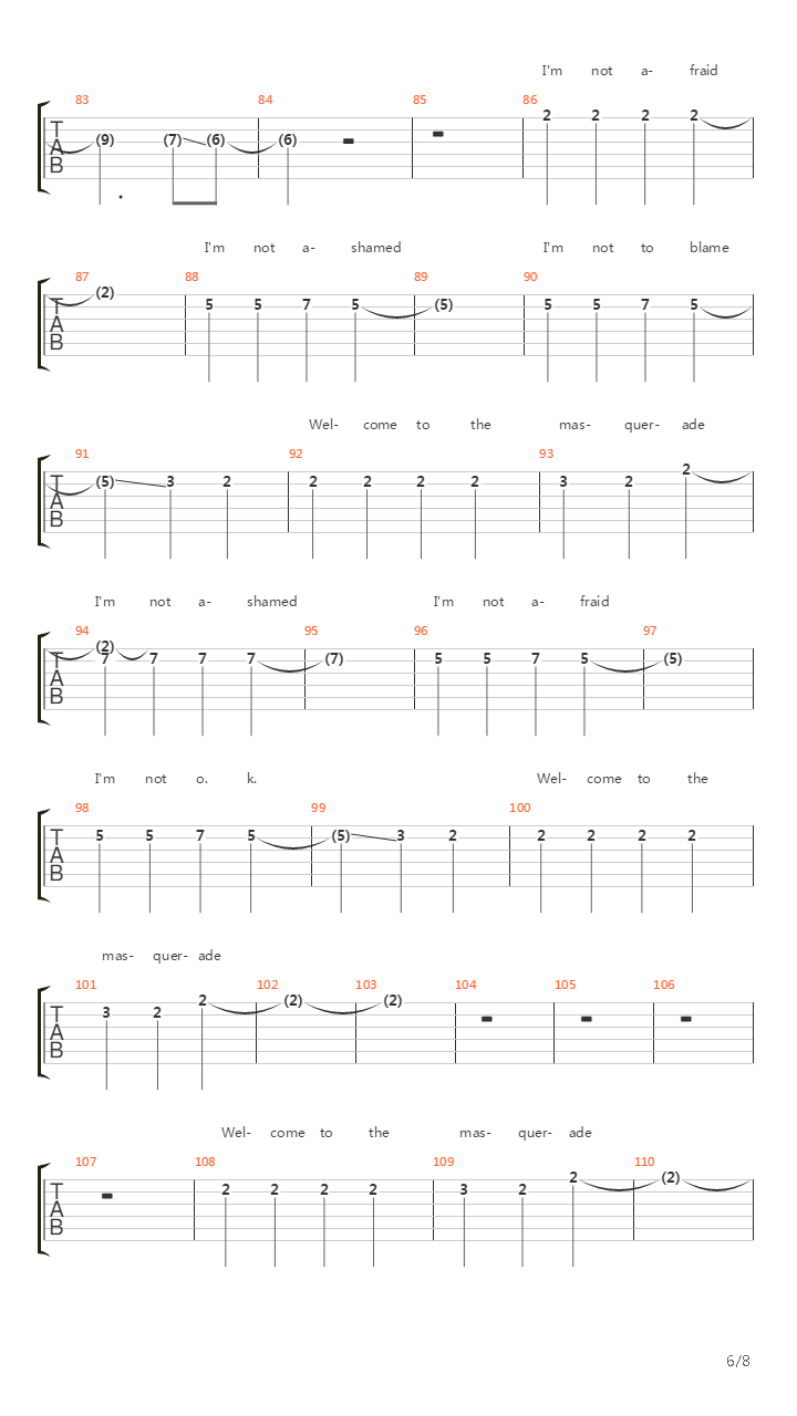 Welcome To The Masquerade吉他谱