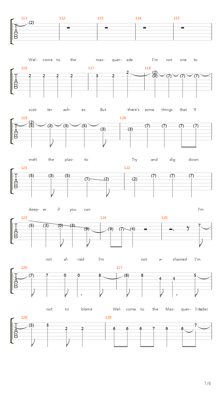 Welcome To The Masquerade吉他谱