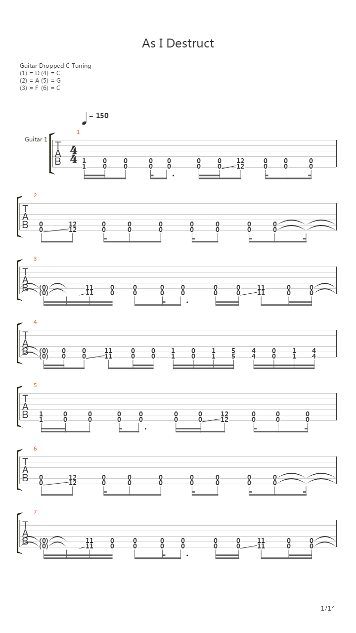 As I Destruct吉他谱