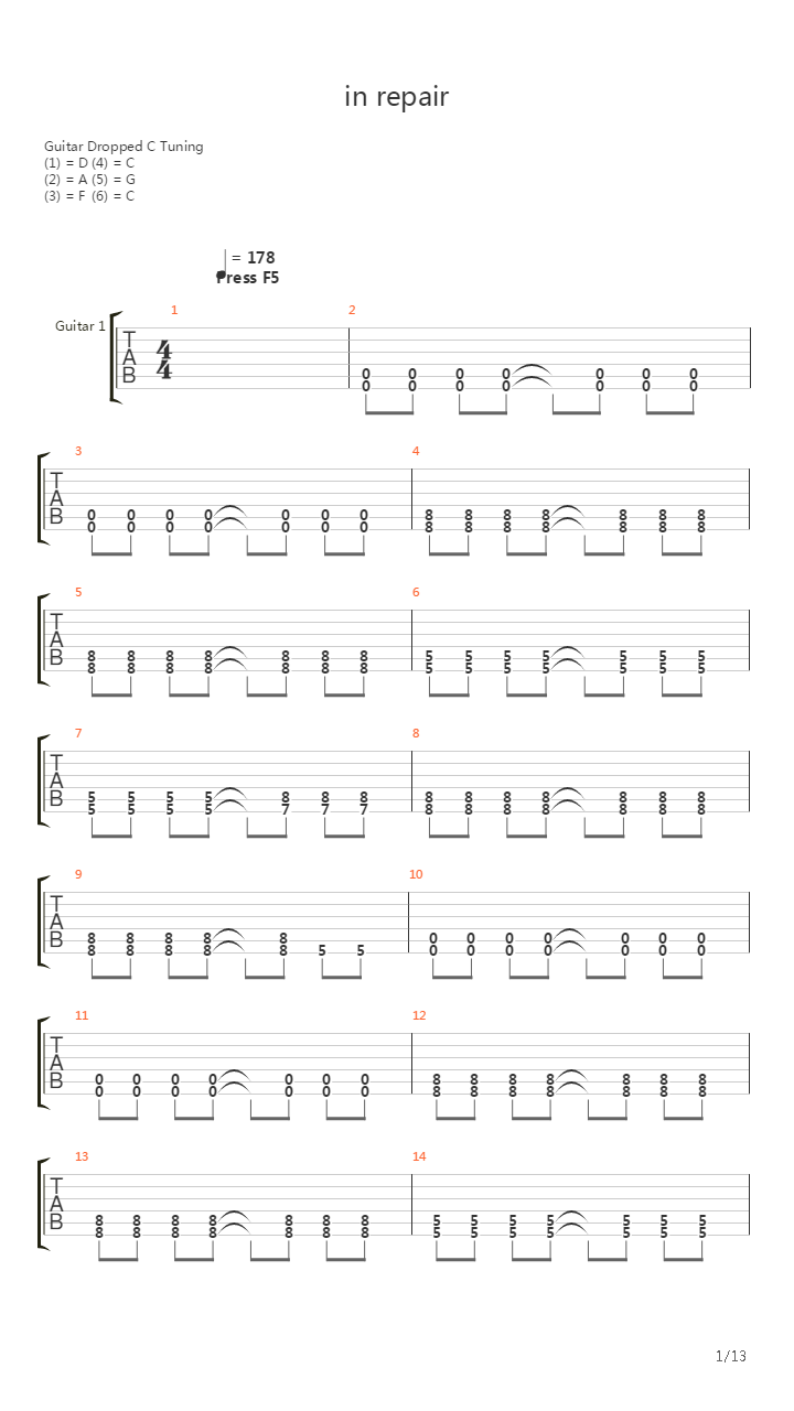 In Repair吉他谱