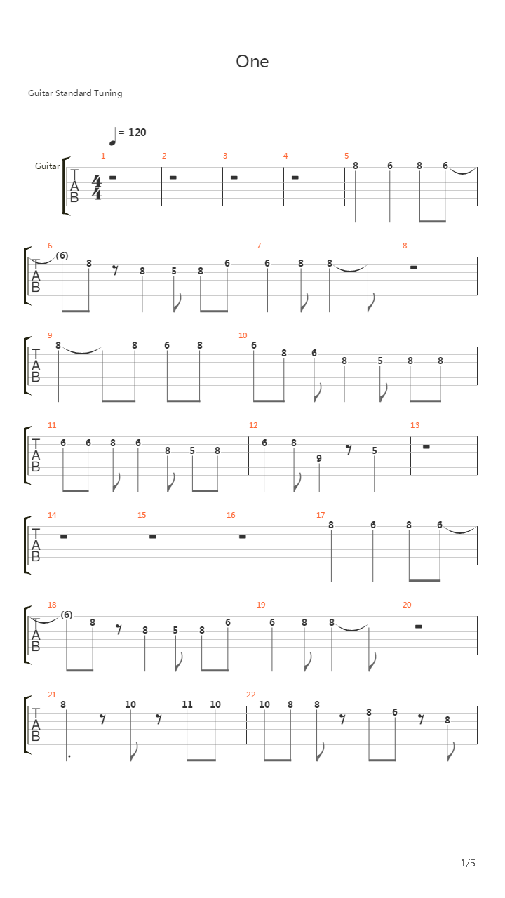 One吉他谱