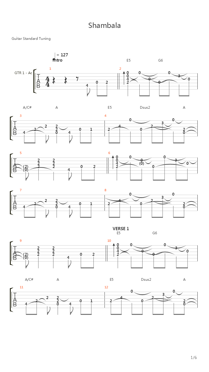 Shambala吉他谱