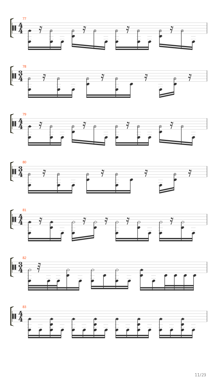 One Degree Down吉他谱