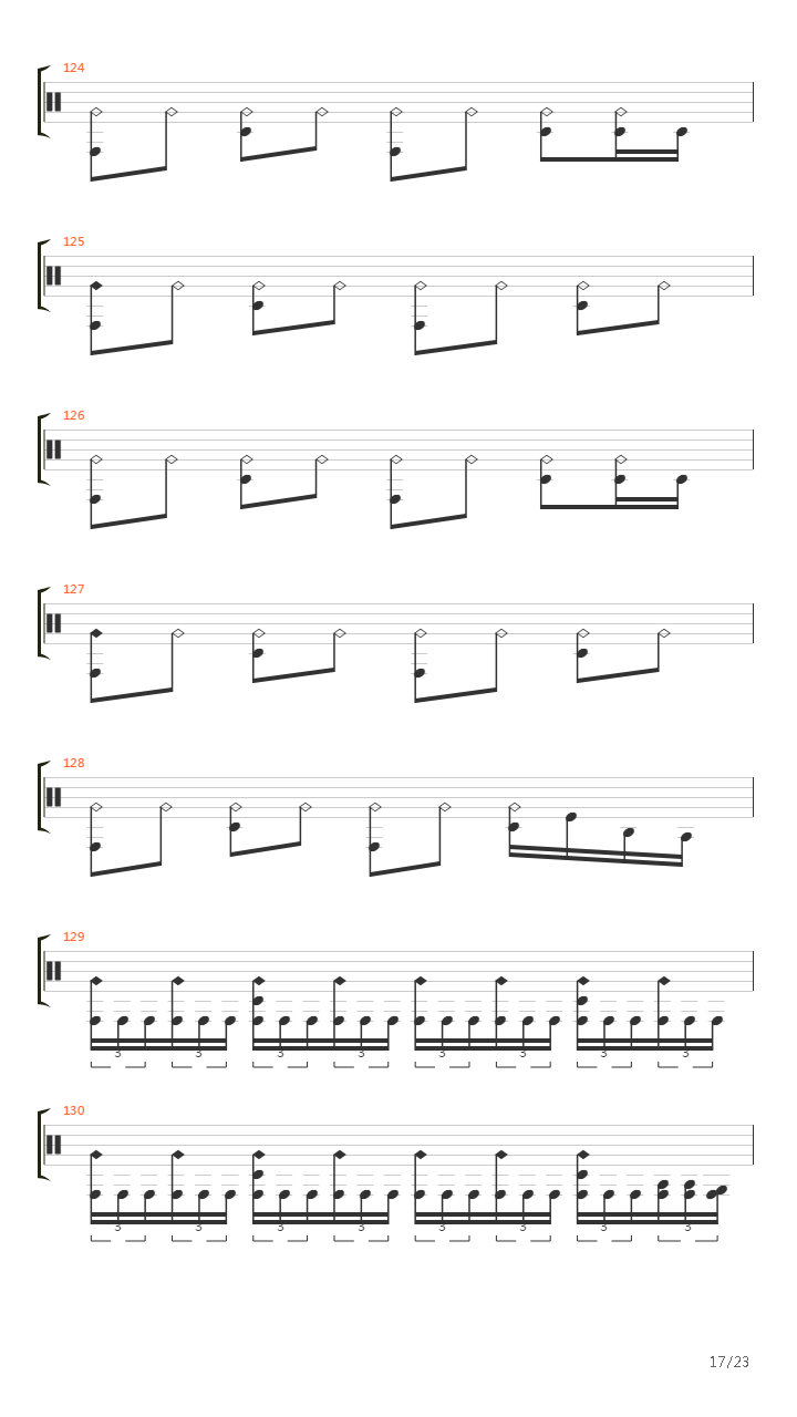 One Degree Down吉他谱