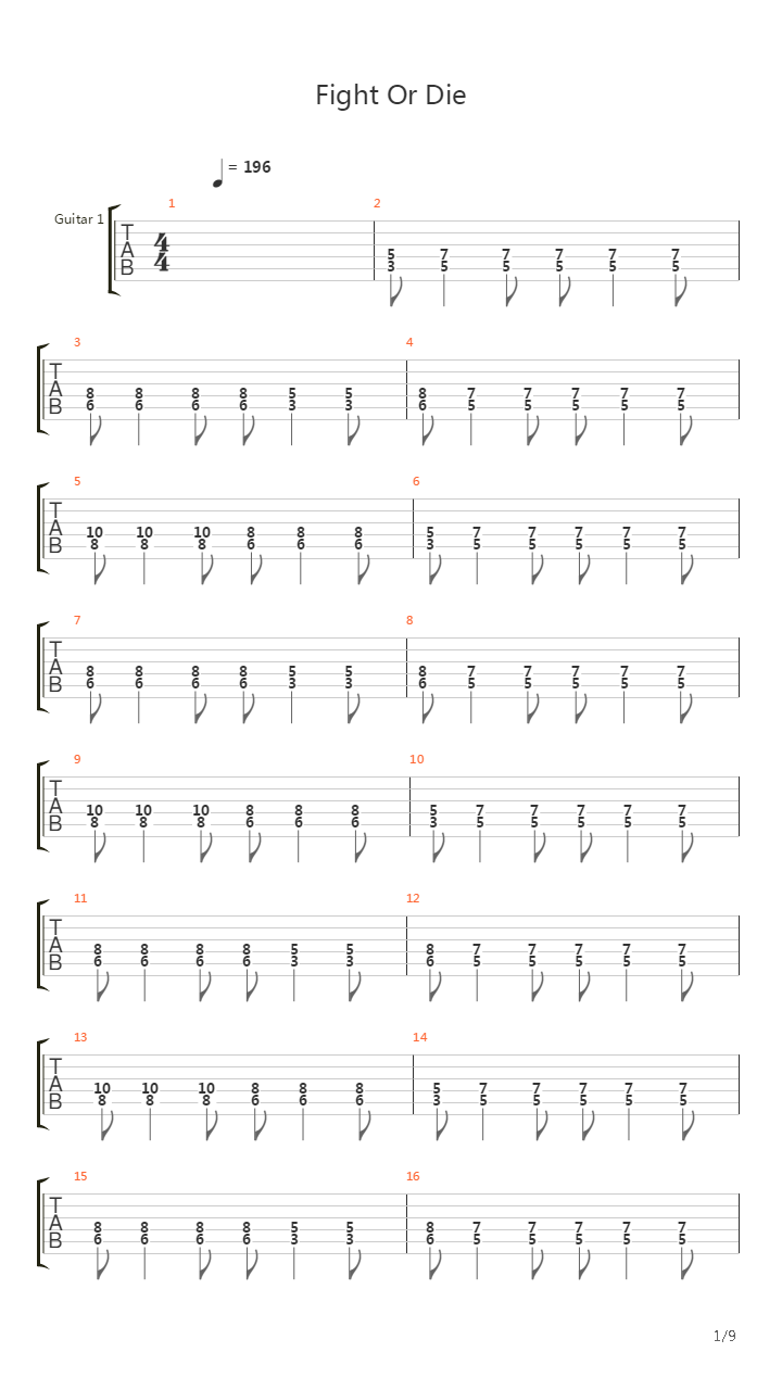 Fight Or Die吉他谱