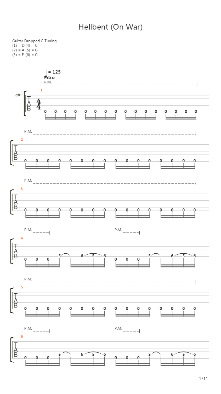 Hellbent On War吉他谱