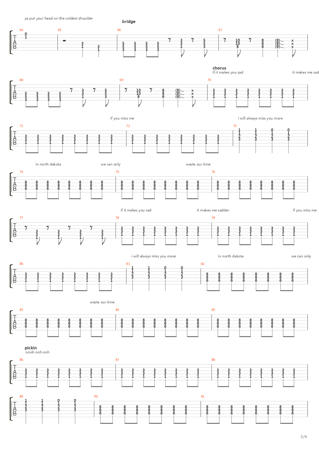 North Dakota吉他谱