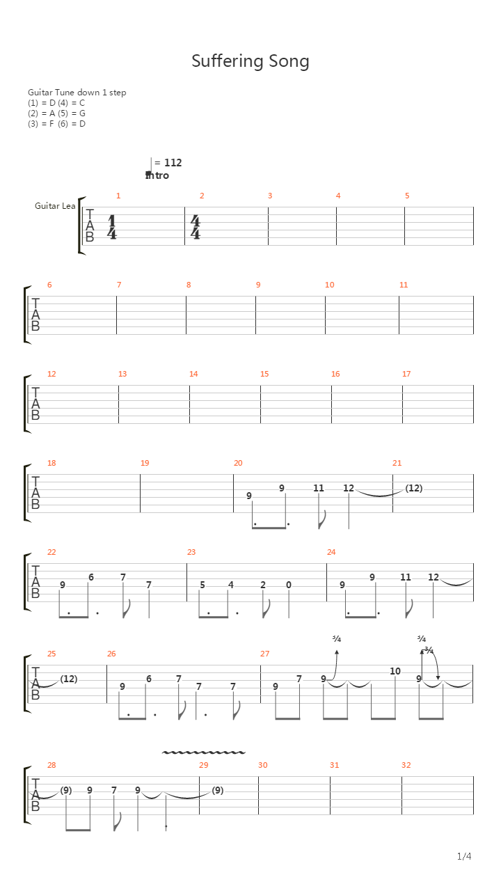 Suffering Song吉他谱