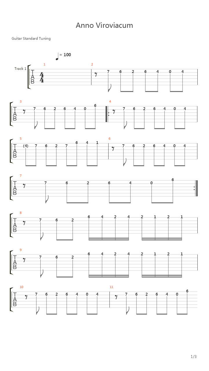 Anno Viroviacum吉他谱