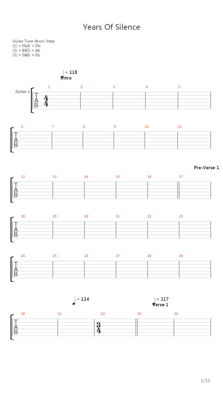 Years Of Silence吉他谱