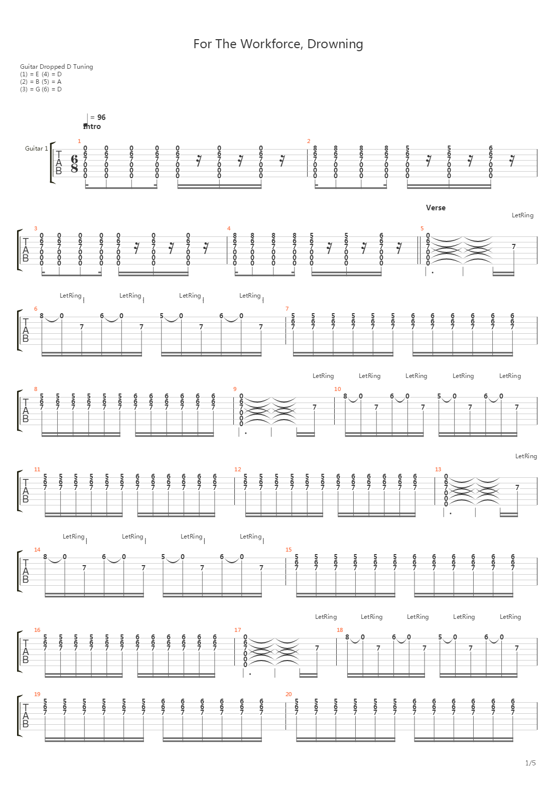 For The Workforce Drowning吉他谱