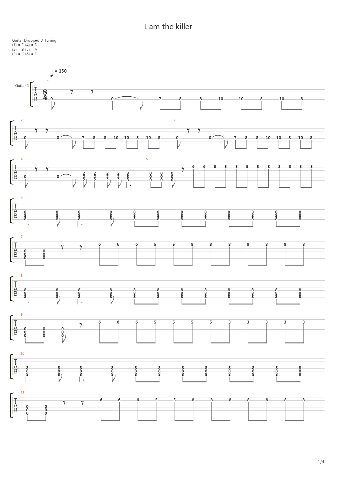 I Am The Killer吉他谱