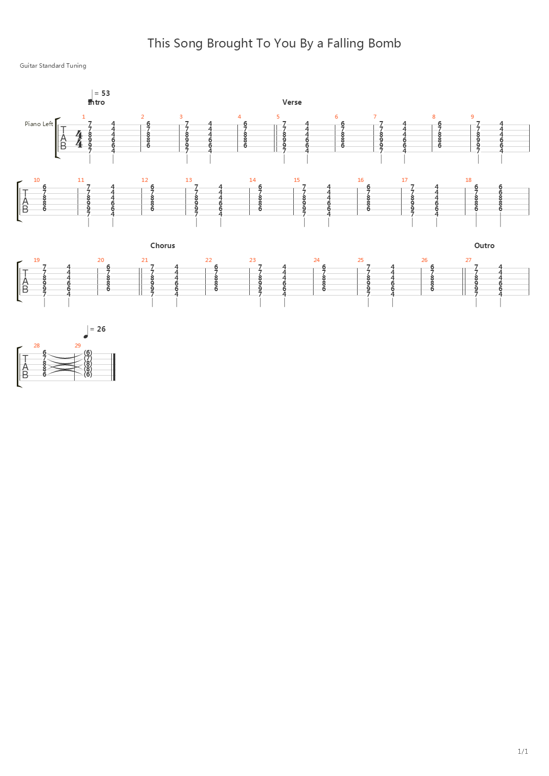 This Song Brought To You By A Falling Bomb吉他谱
