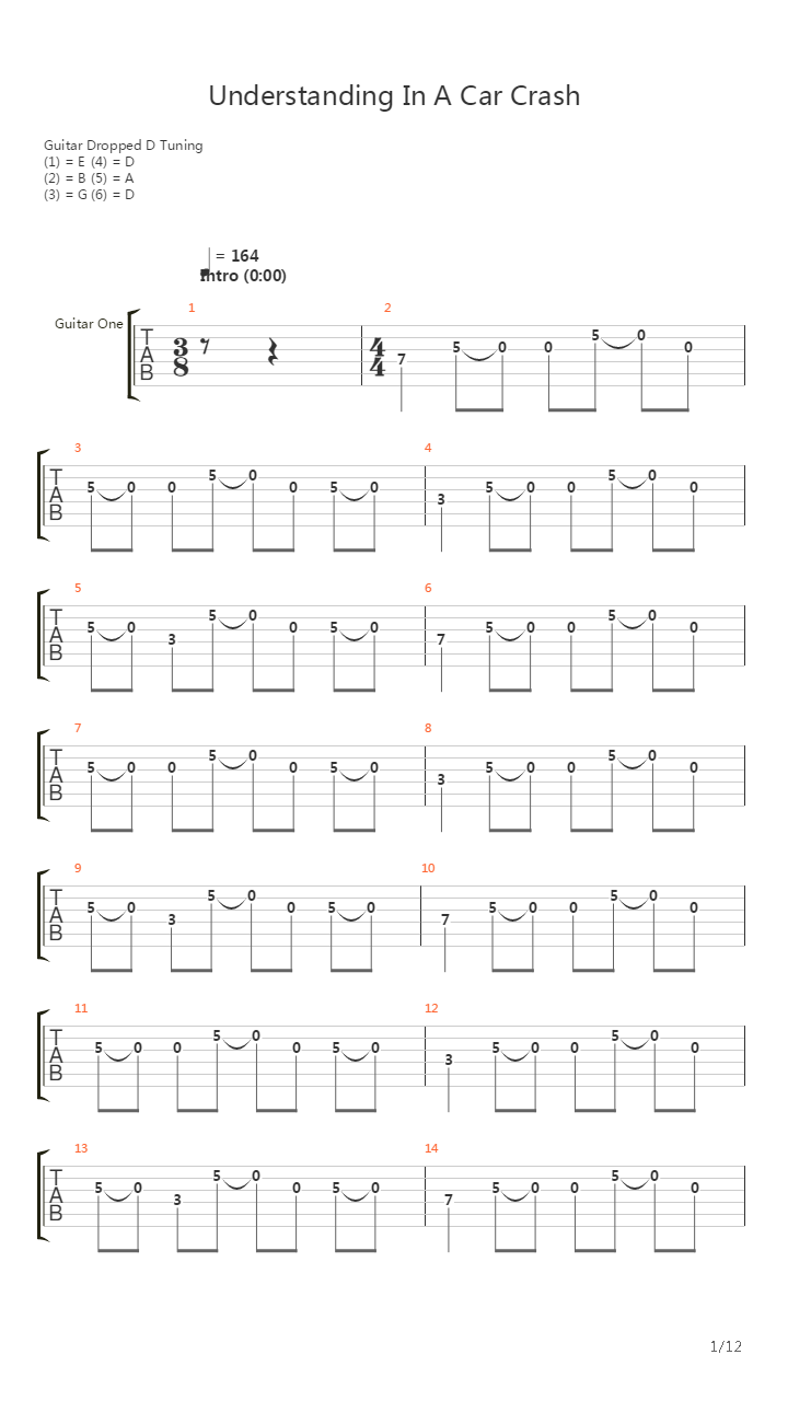 Understanding In A Car Crash吉他谱