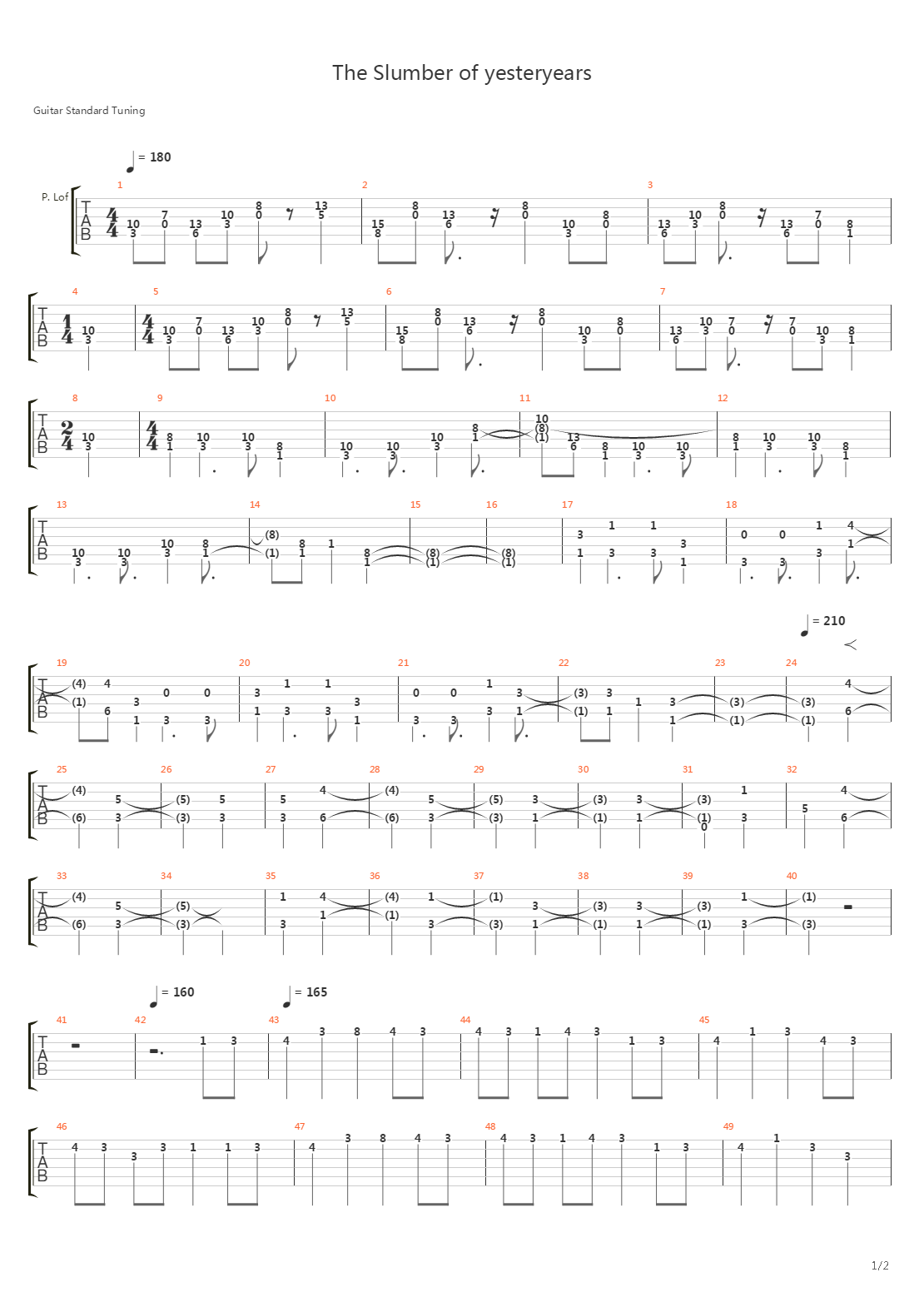 The Slumber Of Yesteryears吉他谱