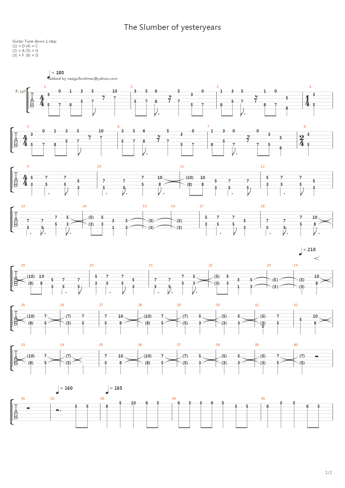 The Slumber Of Yesteryears吉他谱