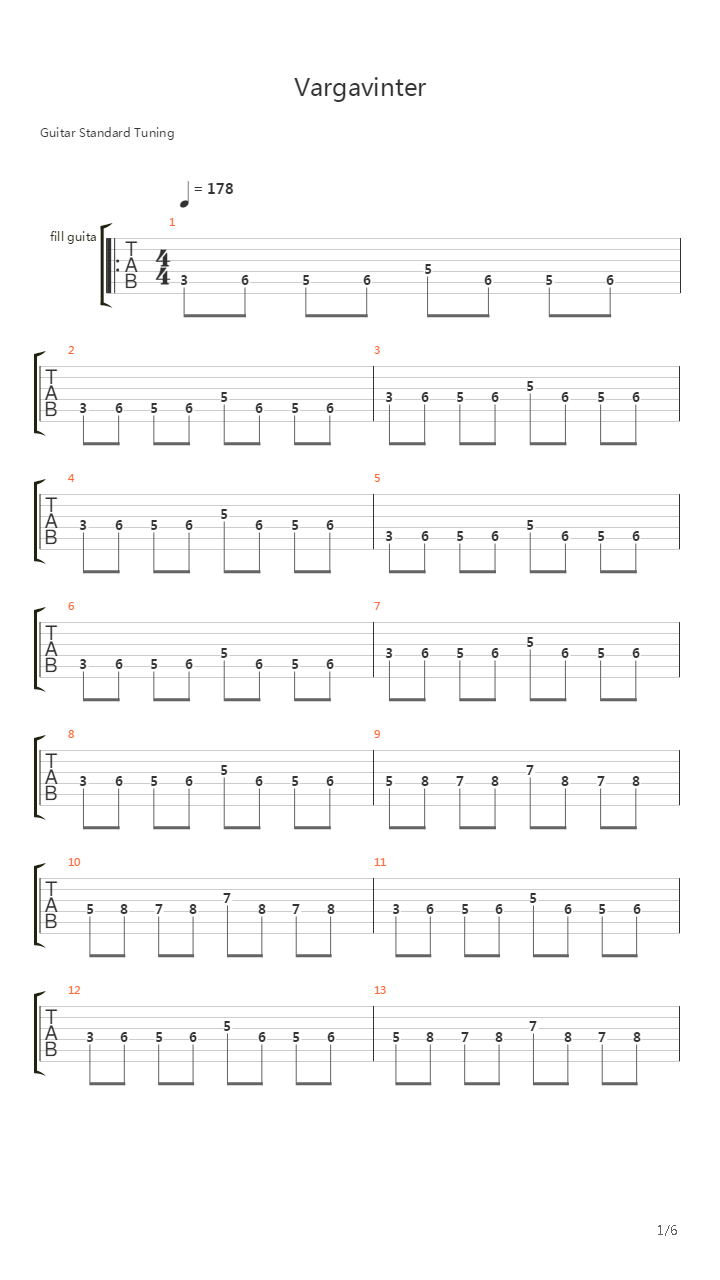 Vargavinter吉他谱