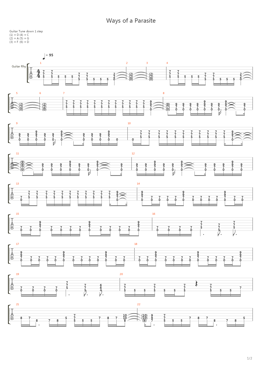Ways Of A Parasite吉他谱
