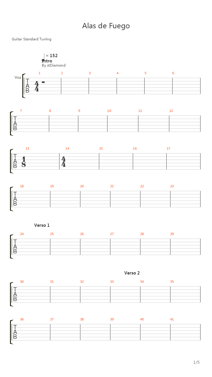 Alas De Fuego吉他谱