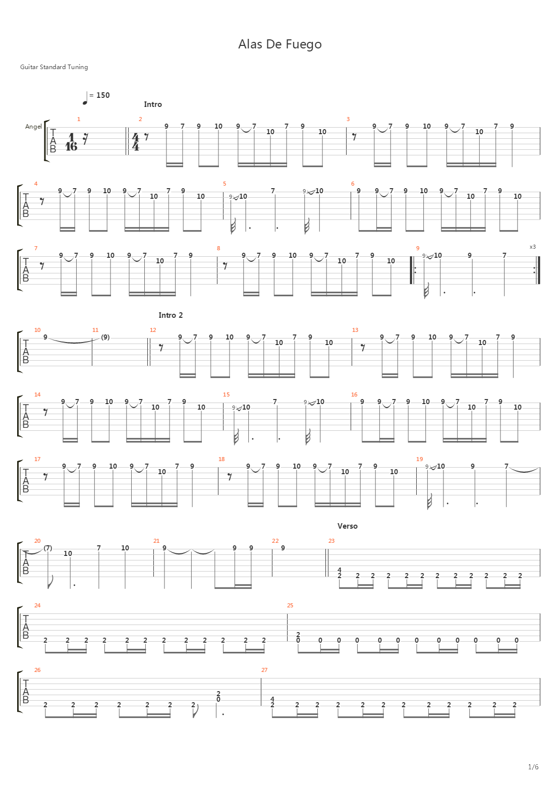 Alas De Fuego吉他谱
