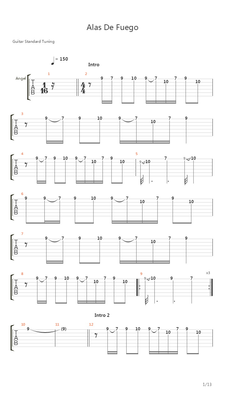 Alas De Fuego吉他谱