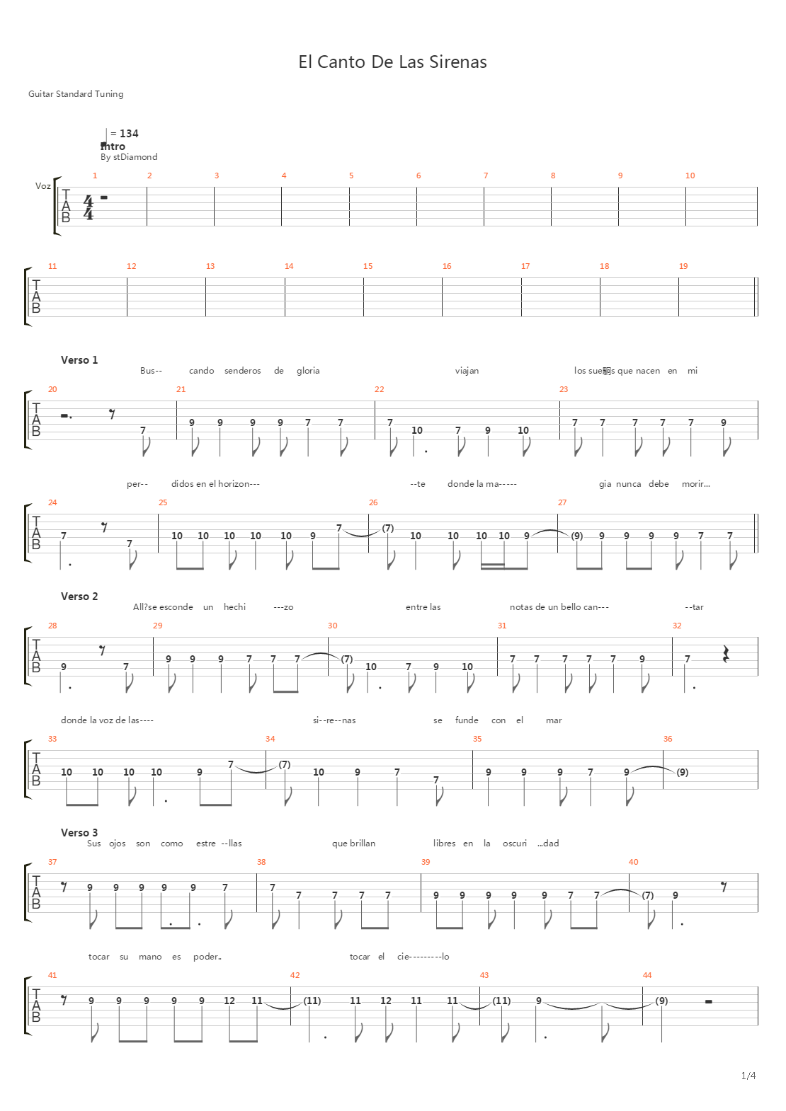 El Canto De Las Sirenas吉他谱
