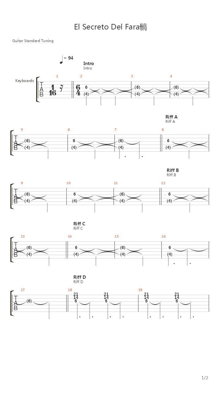 El Secreto Del Faran吉他谱