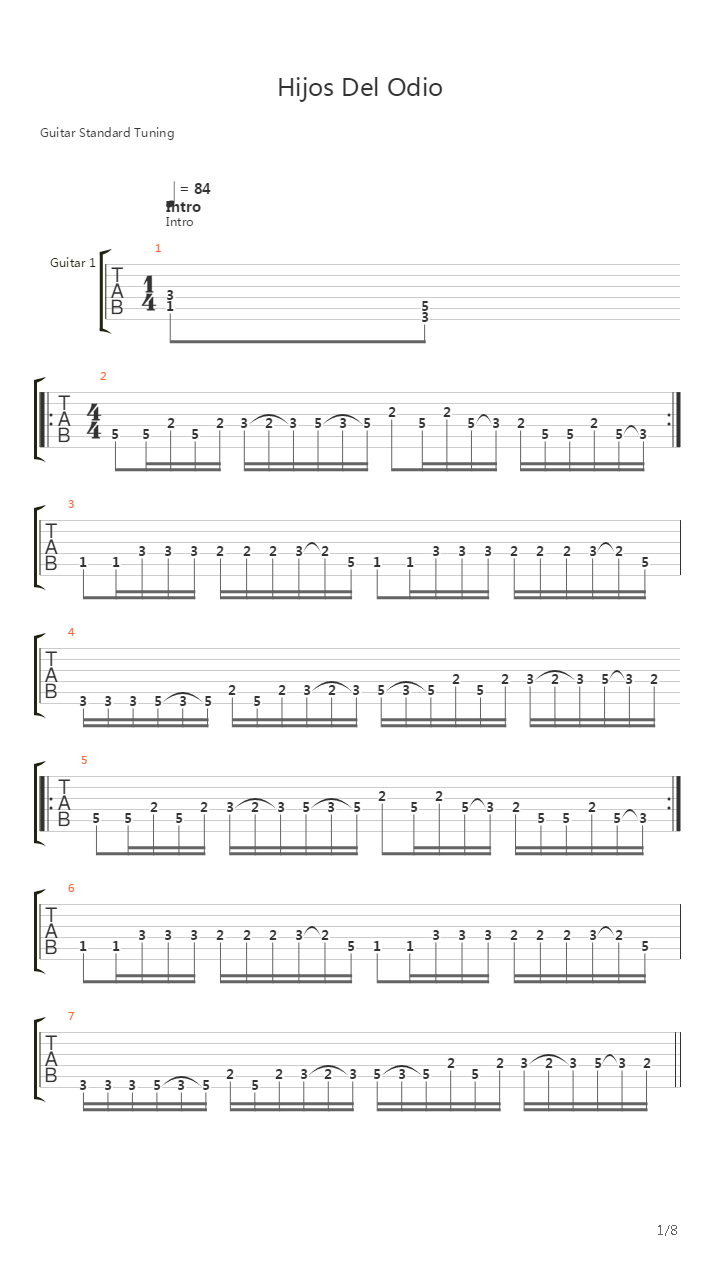 Hijos Del Odio吉他谱