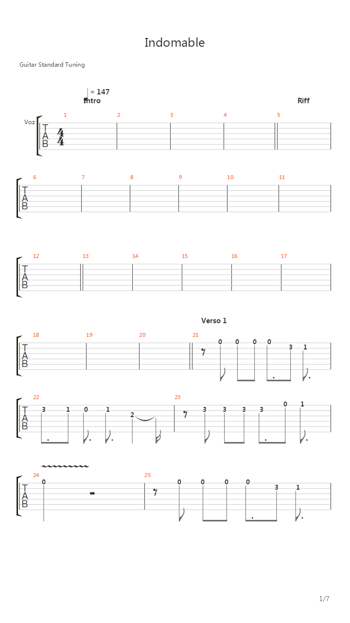 Indomable吉他谱