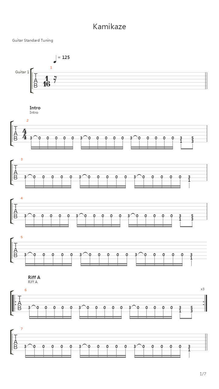 Kamikaze吉他谱