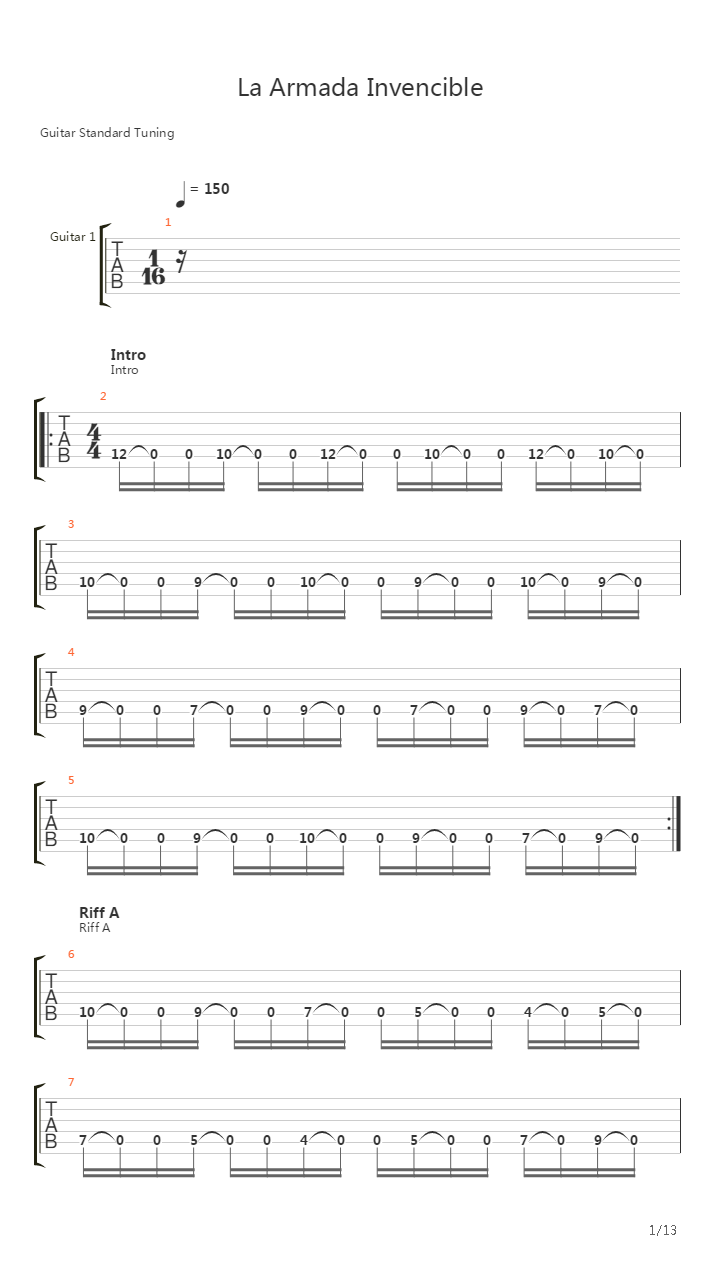 La Armada Invencible吉他谱