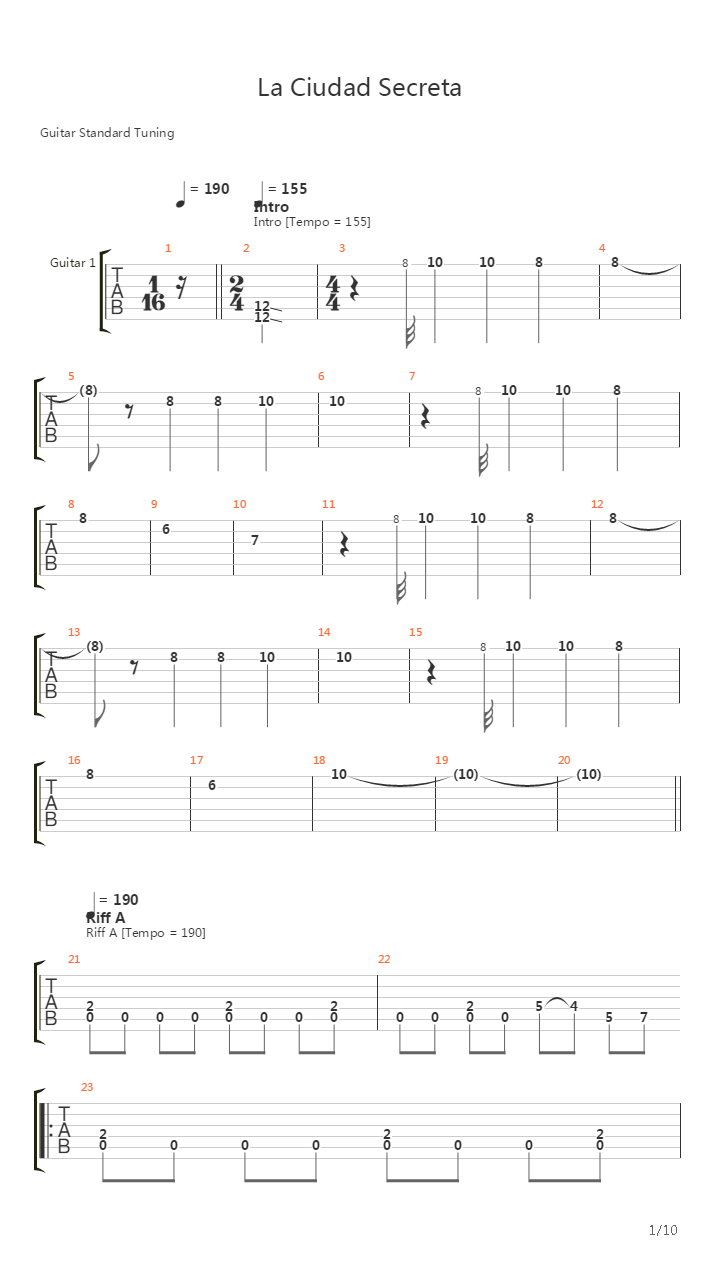 La Ciudad Secreta吉他谱