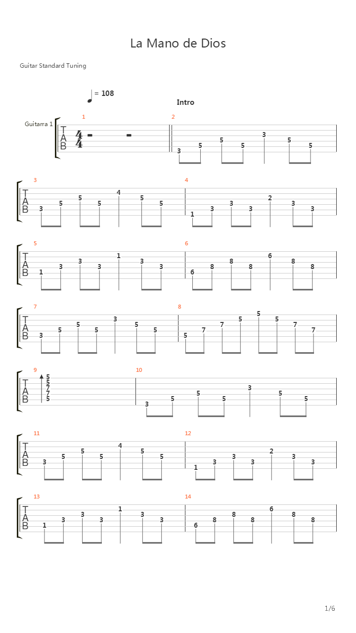 La Mano De Dios吉他谱