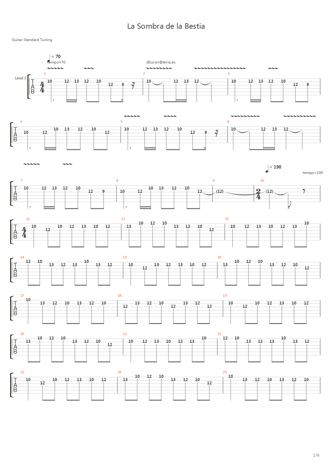 La Sombra De La Bestia吉他谱
