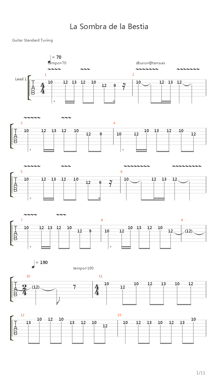 La Sombra De La Bestia吉他谱